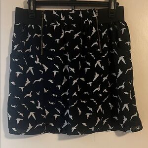 Fire Los Angeles Black and White Bird Print Mini Skirt